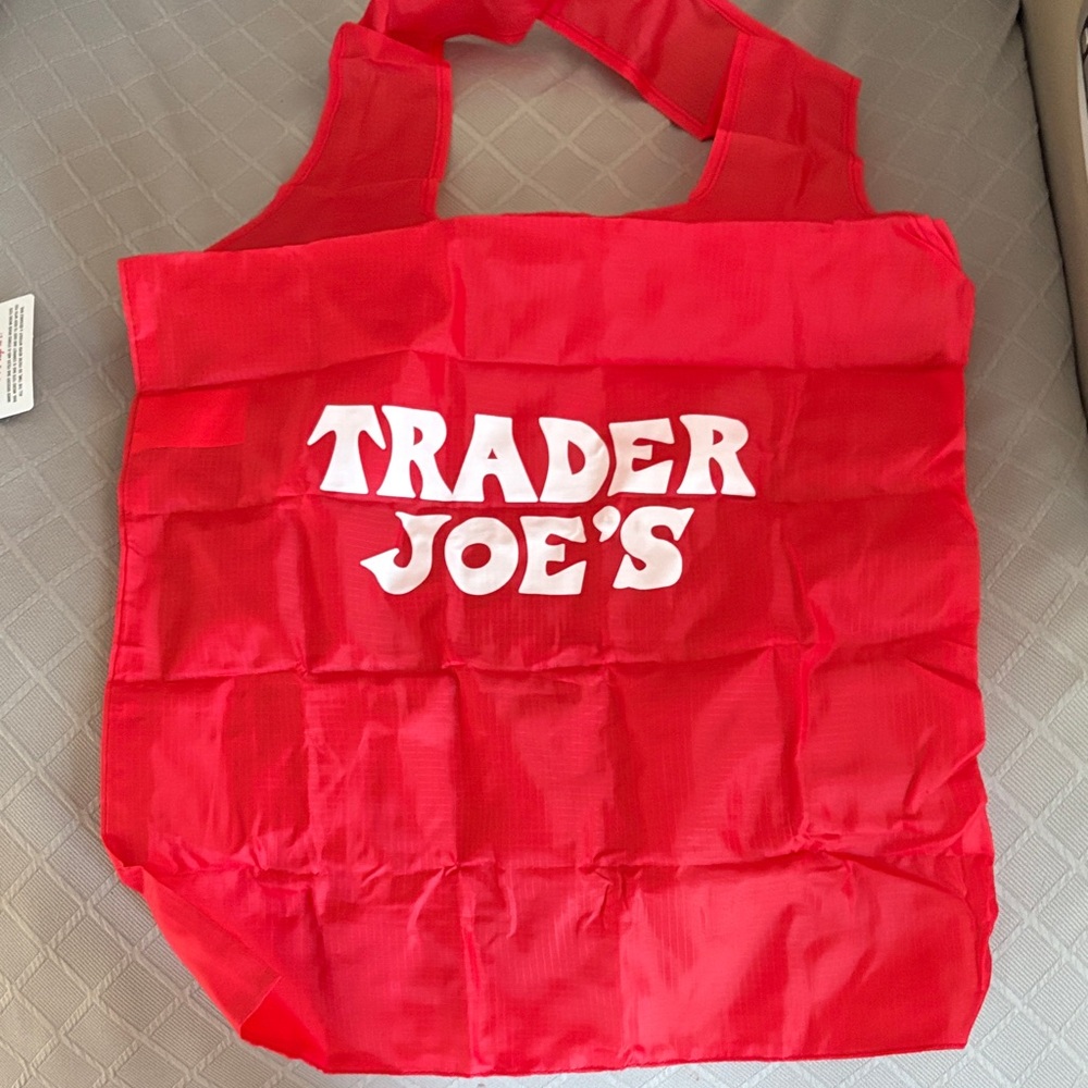 Trader Joe's Micro Canvas Tote Bag + Reusable Nylon Red Pouch - Picture 4 of 7